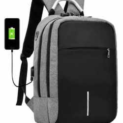 Rucsac impermeabil, cu sistem antifurt, port USB, 45x14x30cm, 25litri, negru si gri
