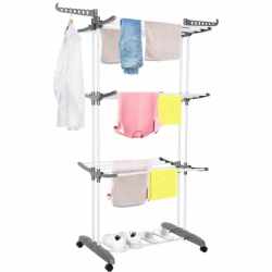 Uscator vertical pentru rufe, mobil si pliabil, cu doua umerase, 75x57x170cm, sarcina 20kg
