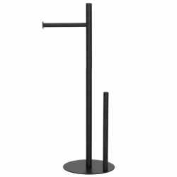 Suport hartie igienica 2 in 1 cu suport rezerve, 55 cm, negru mat