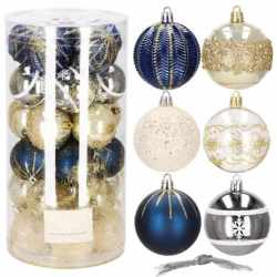 Set globuri de Craciun cu modele de sarbatori, 30 bucati, 6 cm, multicolor