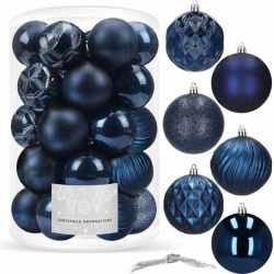 Set globuri de Craciun, 30 bucati, 6 modele, 8 cm, albastru inchis