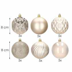 Set globuri de Craciun, 30 bucati, 6 modele, 8 cm, auriu