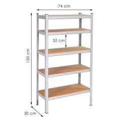Raft cadru metalic modular pentru depozitare, 5 polite, 205x120x45cm, sarcina 1000kg