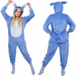 Pijama tip salopeta pentru adulti, model Stitch, marime M