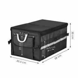 Organizator pentru portbagaj tip lada, cu buzunare laterale, pliabil, 30x58x33cm, negru