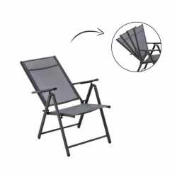 Scaun metalic de gradina, pliant, cu spatar reglabil, din otel, 60x58x100cm, gri