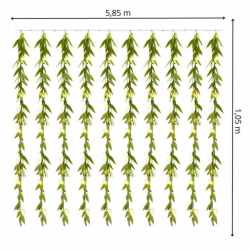 Ghirlanda luminoasa tip perdea de frunze artificiale, 285x105cm, 200 LED-uri, alb cald