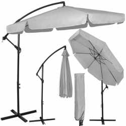 Umbrela de gradina cu brat lateral banana, cu husa, 300cm, gri deschis