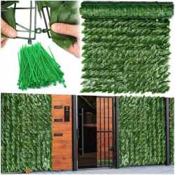 Panou paravan cu frunze artificiale pentru gard sau balcon, 100x500cm, verde