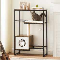 FEANDREA Mobilier 2 in 1 pentru pentru pisici cu ascunzatoare, 74x34x114cm, maro vintage