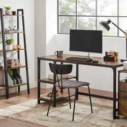 VASAGLE Biblioteca tip scara, cadru otel cu 5 polite din MDF, stil industrial, 56x34x172cm, maro rustic si negru