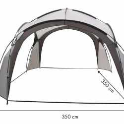 Pavilion gradina 350x350x230 cm, structura fibra de sticla, acoperis poliester impermeabil, gri cu alb