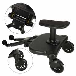 Platforma pentru carucior 55x33x36 cm, cu sezut pentru al doilea copil, montaj rapid, compatibilitate universala, neagra