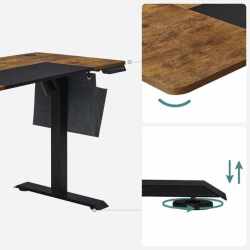 SONGMICS Birou cu reglaj electric pe inaltime, memorie cu 4 inaltimi, 60x140x(72-120)cm, maro rustic