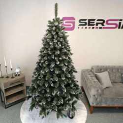 Brad artificial Christmas Deluxe by Sersimo, Crystal nins cu merisoare, 2D, 220cm