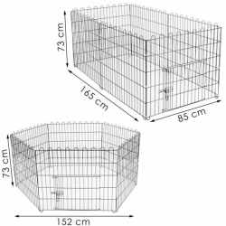 Tarc pentru animale de companie, din fier, forma configurabila, cu usa de acces, 3XL, 165x85x73cm, negru
