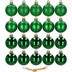 Set globuri de Craciun, 20 bucati, 3 modele, 4 cm, verde
