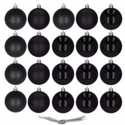 Set globuri de Craciun, 20 bucati, 3 modele, 4 cm, negru