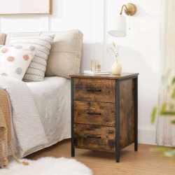 VASAGLE Noptiera cu 3 sertare pentru dormitor, design industrial, 40x40x60cm, maro rustic