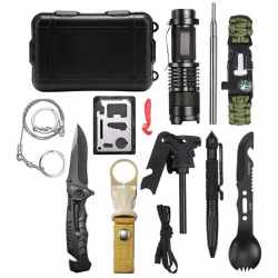 Kit de supravietuire turistic multifunctional camping, vanatoare, pescuit, 12 piese