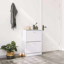 VASAGLE Dulap pantofi cu 2 usi rabatabile, din MDF, pentru 8-12 perechi, 60x24x84cm, alb