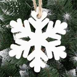 Decoratiune brad fulg de zapada din lemn, set 6 bucati, 4cm, alb