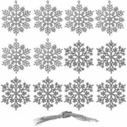 Decoratiune brad fulg de zapada, set 12 bucati, 10cm, argintiu