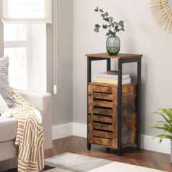 VASAGLE Dulap de depozitare tip noptiera, pentru dormitor sau living, stil industrial, 37x30x81cm, maro rustic