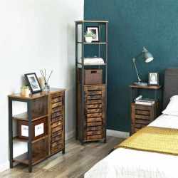 VASAGLE Dulap de depozitare in stil turn, 5 rafturi, compartiment cu usa, 37x30x167cm, maro rustic