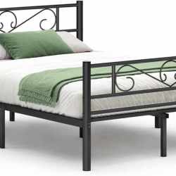 VASAGLE Cadru metalic de pat dublu, 140x190 cm, negru