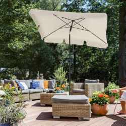 SONGMICS Umbrela terasa gradina sau plaja, inclinare 2 directii, protectie UV UPF 50+, 180x125 cm, bej