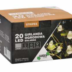 Ghirlanda luminoasa, LED, model Stripes, 20 becuri, 580cm, incarcare solara, lumina alb cald