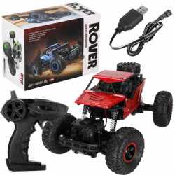 Masina Monster Truck Off-Road, 4x4, telecomanda, 26x14x17cm, rosu si negru
