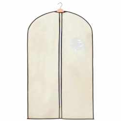 Husa transport haine, pe umeras, impermeabila cu fereastra, crem, 60x130 cm