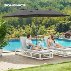 SONGMICS Umbrela de gradina dubla, cu manivela, 460 x 270 cm, gri