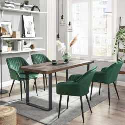 SONGMICS Scaun living tapitat din catifea cu cotiere, sarcina 120 kg, 63x60x85 cm, verde