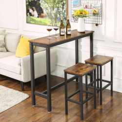 VASAGLE Masa de bar inalta, cadru metalic, design industrial, 120x40x100cm, maro rustic