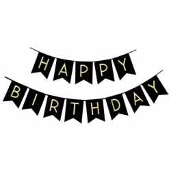 Set 53 baloane si decoratiuni, Happy Birthday, argintiu, negru, auriu