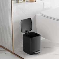 SONGMICS Cos de gunoi pentru baie, cu pedala si soft-close, 6 litri, negru