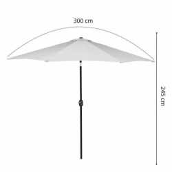 Umbrela terasa gradina, cu manivela si inclinare, diametru 300cm, Gri deschis