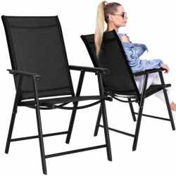 Scaun de gradina metalic, pliabil, 95x57x66cm, maxim 150kg, negru