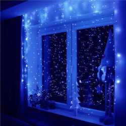 Ghirlanda luminoasa tip perdea 300 LED-uri, 3x3m, pentru interior, alimentare USB, albastru