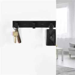Cuier de baie pentru prosoape cu 2 sisteme instalare, aluminiu, 3 agatatori, 25x4cm, negru