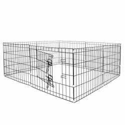 Tarc pentru animale de companie, din fier, forma configurabila, cu usa de acces, 3XL, 155x155x61cm, negru