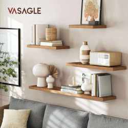 VASAGLE Raft de perete suspendat plutitor, MDF, sistem montare inclus, 40x20x4cm, vintage maro