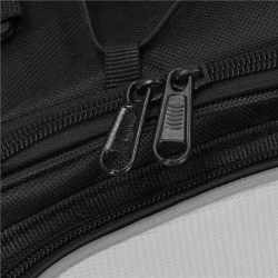 Geanta portbagaj bicicleta, 1 compartiment si 3 buzunare laterale, 40x20x17cm, negru cu elemente reflectorizante gri