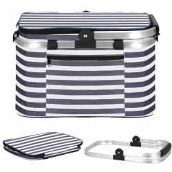 Geanta pentru picnic sau plaja, termoizolanta, 28 litri, alb albastru
