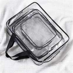 Set 3 genti organizatoare de calatorie cu fermoar, diverse dimensiuni, transparente