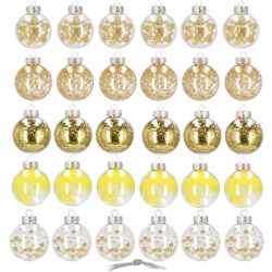 Set globuri de Craciun Inedit, 30 bucati, 7cm, transparente si auriu