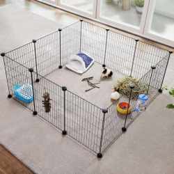 SONGMICS Tarc metalic pentru rozatoare sau alte animale mici, instalare modulara, 143x73x46cm, negru